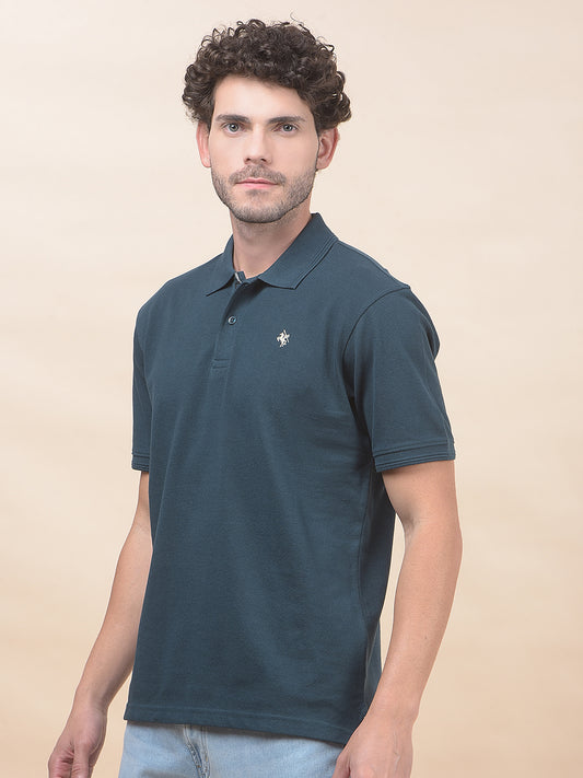 T-Shirt for Men | Breathable & Soft with Color Fastness Regular Fit Polo Neck Poly Cotton Fabric Solid Pattern