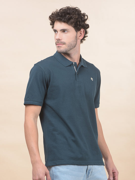 T-Shirt for Men | Breathable & Soft with Color Fastness Regular Fit Polo Neck Poly Cotton Fabric Solid Pattern
