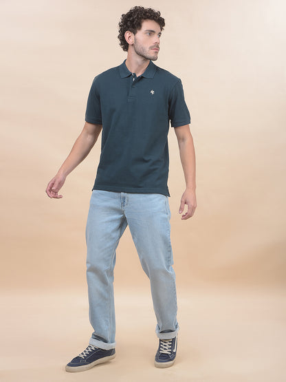 T-Shirt for Men | Breathable & Soft with Color Fastness Regular Fit Polo Neck Poly Cotton Fabric Solid Pattern