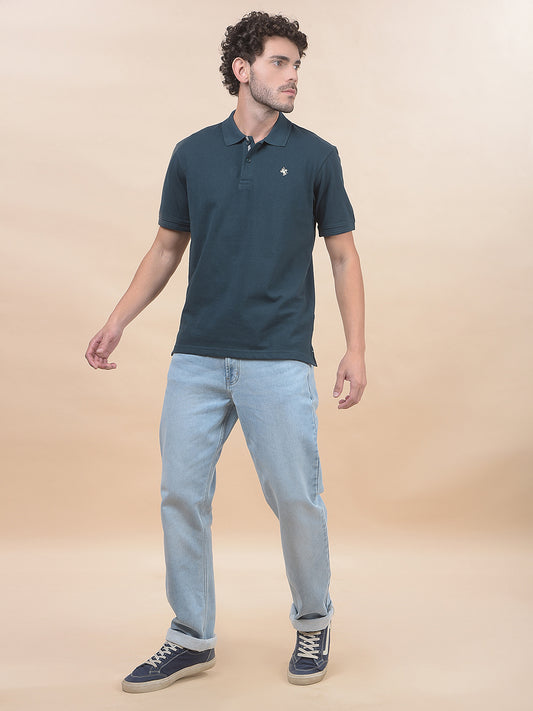T-Shirt for Men | Breathable & Soft with Color Fastness Regular Fit Polo Neck Poly Cotton Fabric Solid Pattern