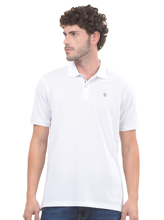 T-Shirt for Men | Breathable & Soft with Color Fastness Regular Fit Polo Neck Poly Cotton Fabric Solid Pattern
