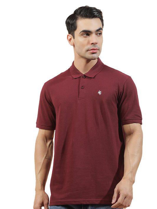 T-Shirt for Men | Breathable & Soft with Color Fastness Regular Fit Polo Neck Poly Cotton Fabric Solid Pattern