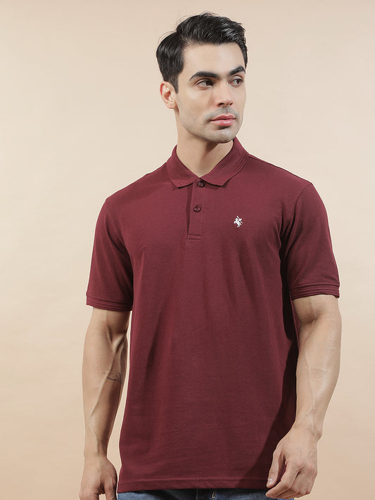 T-Shirt for Men | Breathable & Soft with Color Fastness Regular Fit Polo Neck Poly Cotton Fabric Solid Pattern