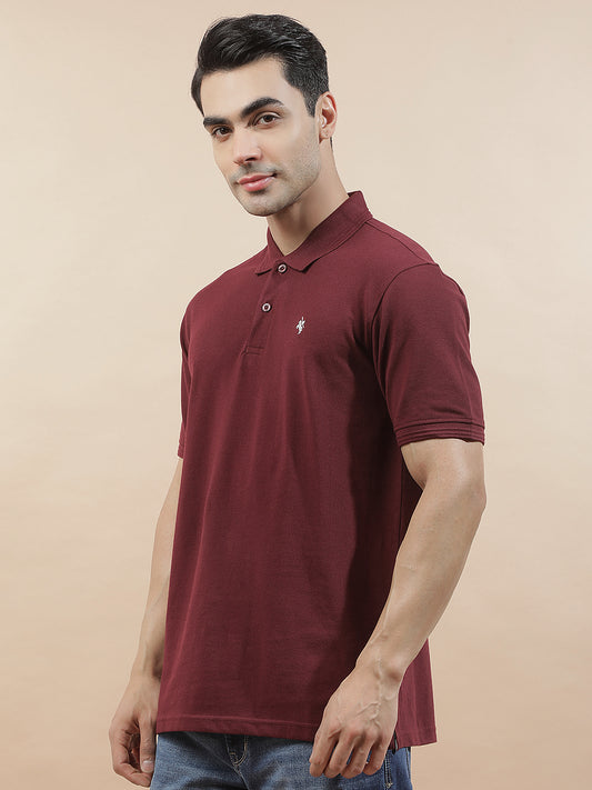 T-Shirt for Men | Breathable & Soft with Color Fastness Regular Fit Polo Neck Poly Cotton Fabric Solid Pattern