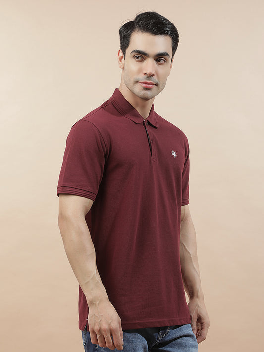 T-Shirt for Men | Breathable & Soft with Color Fastness Regular Fit Polo Neck Poly Cotton Fabric Solid Pattern