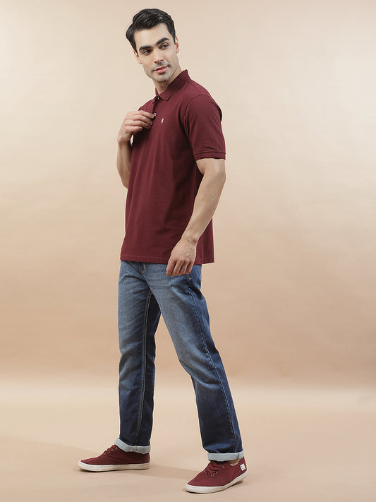 T-Shirt for Men | Breathable & Soft with Color Fastness Regular Fit Polo Neck Poly Cotton Fabric Solid Pattern