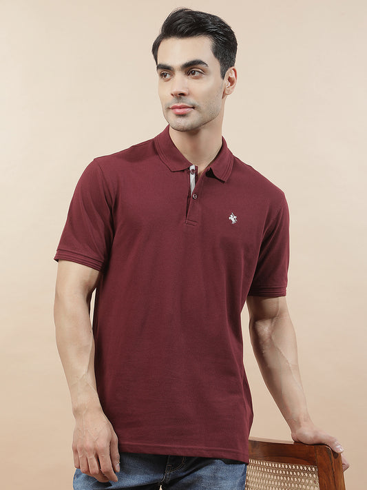 T-Shirt for Men | Breathable & Soft with Color Fastness Regular Fit Polo Neck Poly Cotton Fabric Solid Pattern