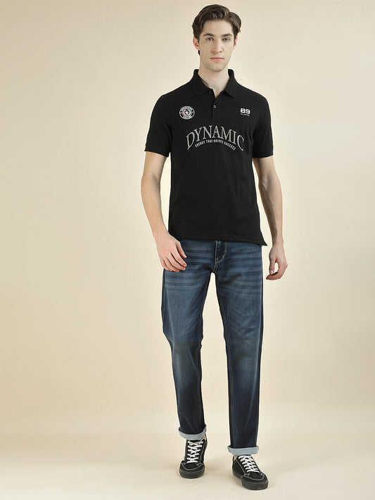 T-Shirt for Men | Breathable & Soft with Color Fastness Regular Fit Polo Neck Poly Cotton Fabric Printed Pattern