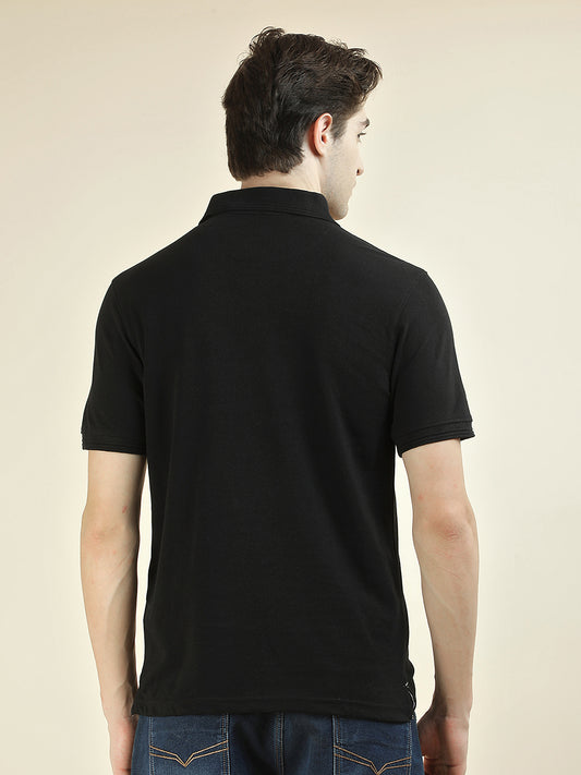 T-Shirt for Men | Breathable & Soft with Color Fastness Regular Fit Polo Neck Poly Cotton Fabric Printed Pattern