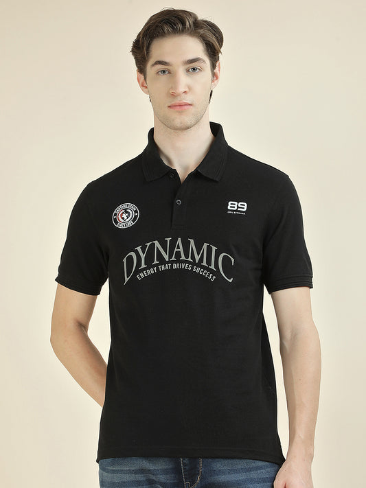 T-Shirt for Men | Breathable & Soft with Color Fastness Regular Fit Polo Neck Poly Cotton Fabric Printed Pattern