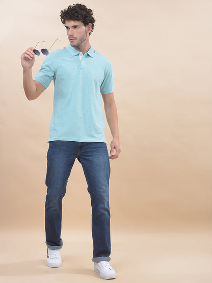 T-Shirt for Men | Breathable & Soft with Color Fastness Regular Fit Polo Neck Poly Cotton Fabric Printed Pattern