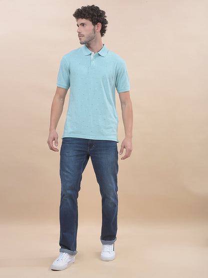 T-Shirt for Men | Breathable & Soft with Color Fastness Regular Fit Polo Neck Poly Cotton Fabric Printed Pattern