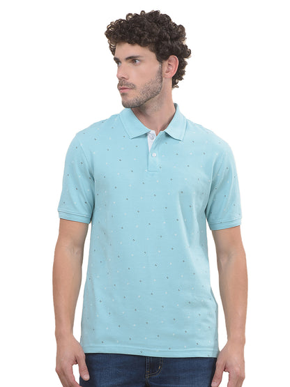 T-Shirt for Men | Breathable & Soft with Color Fastness Regular Fit Polo Neck Poly Cotton Fabric Printed Pattern