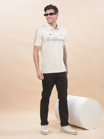 T-Shirt for Men | Breathable & Soft with Color Fastness Regular Fit Polo Neck Poly Cotton Fabric Printed Pattern