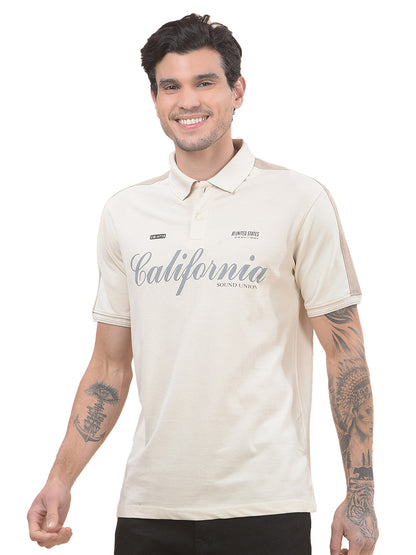 T-Shirt for Men | Breathable & Soft with Color Fastness Regular Fit Polo Neck Poly Cotton Fabric Printed Pattern