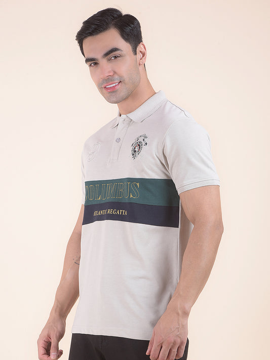 T-Shirt for Men | Breathable & Soft with Color Fastness Regular Fit Polo Neck Poly Cotton Fabric Colourblocked Pattern