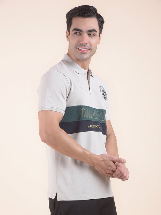 T-Shirt for Men | Breathable & Soft with Color Fastness Regular Fit Polo Neck Poly Cotton Fabric Colourblocked Pattern