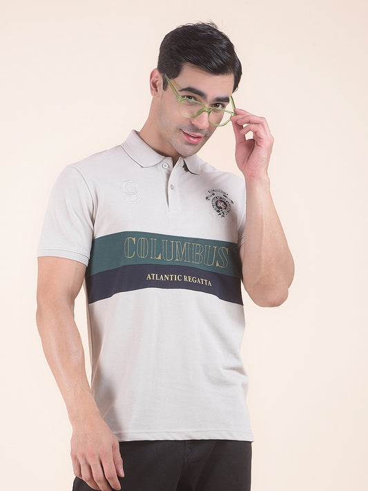T-Shirt for Men | Breathable & Soft with Color Fastness Regular Fit Polo Neck Poly Cotton Fabric Colourblocked Pattern