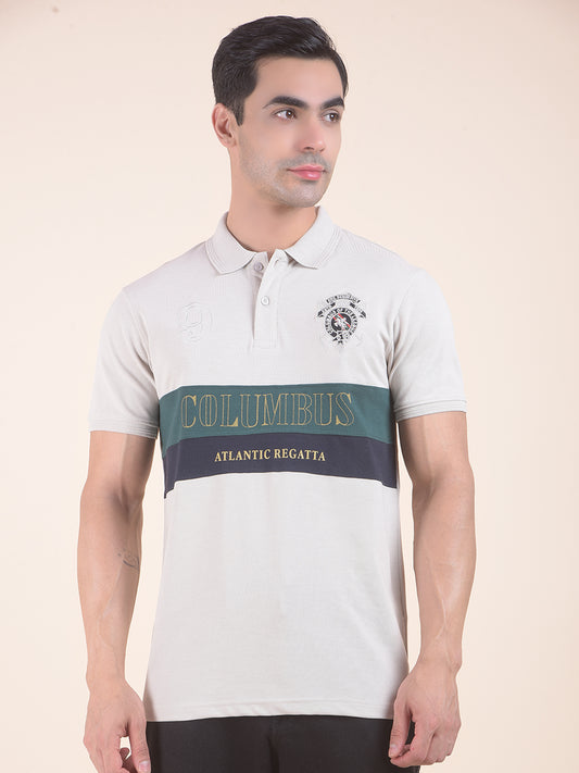 T-Shirt for Men | Breathable & Soft with Color Fastness Regular Fit Polo Neck Poly Cotton Fabric Colourblocked Pattern