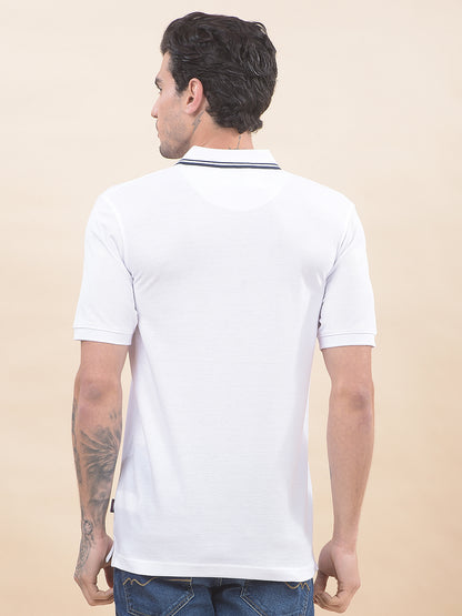 T-Shirt for Men | Breathable & Soft with Color Fastness Regular Fit Polo Neck Poly Cotton Fabric Striped Pattern