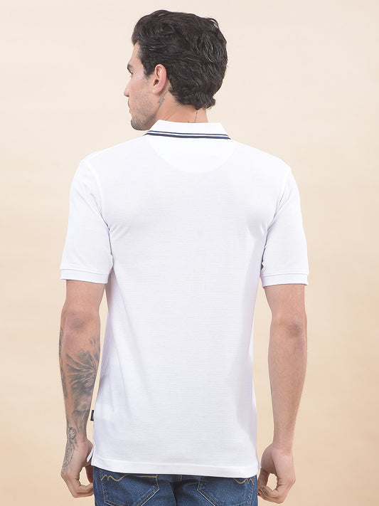 T-Shirt for Men | Breathable & Soft with Color Fastness Regular Fit Polo Neck Poly Cotton Fabric Striped Pattern