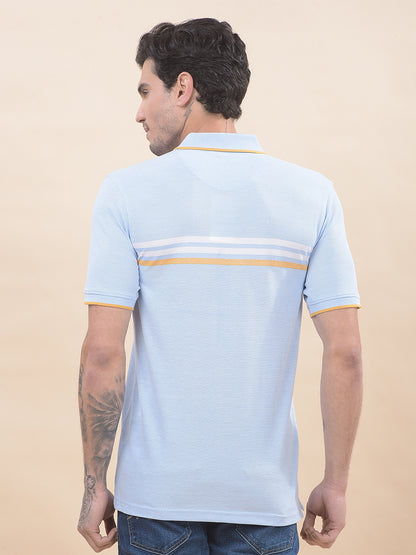 T-Shirt for Men | Breathable & Soft with Color Fastness Regular Fit Polo Neck Poly Cotton Fabric Striped Pattern