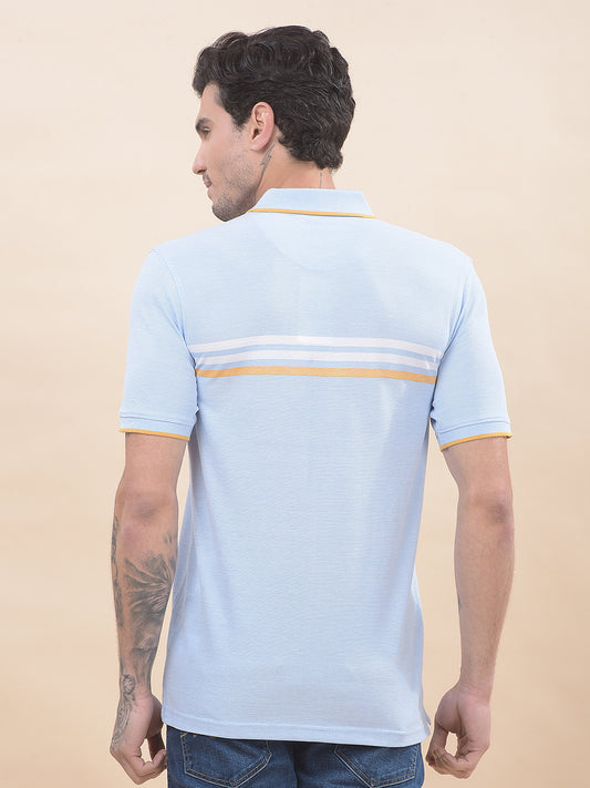 T-Shirt for Men | Breathable & Soft with Color Fastness Regular Fit Polo Neck Poly Cotton Fabric Striped Pattern