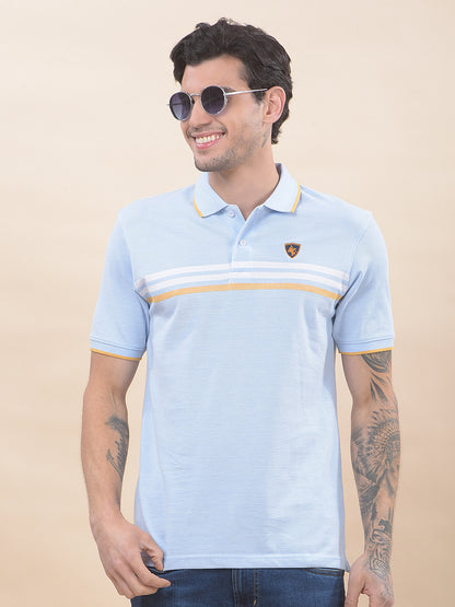 T-Shirt for Men | Breathable & Soft with Color Fastness Regular Fit Polo Neck Poly Cotton Fabric Striped Pattern