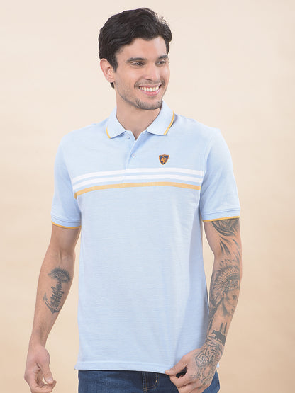 T-Shirt for Men | Breathable & Soft with Color Fastness Regular Fit Polo Neck Poly Cotton Fabric Striped Pattern