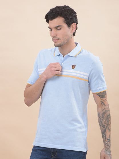 T-Shirt for Men | Breathable & Soft with Color Fastness Regular Fit Polo Neck Poly Cotton Fabric Striped Pattern