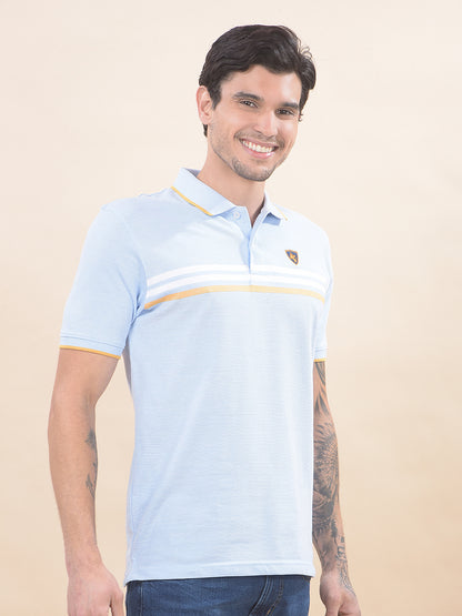 T-Shirt for Men | Breathable & Soft with Color Fastness Regular Fit Polo Neck Poly Cotton Fabric Striped Pattern