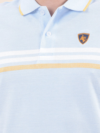 T-Shirt for Men | Breathable & Soft with Color Fastness Regular Fit Polo Neck Poly Cotton Fabric Striped Pattern