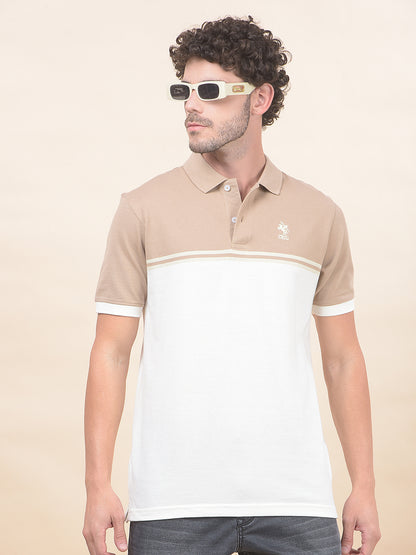 T-Shirt for Men | Breathable & Soft with Color Fastness Regular Fit Polo Neck Poly Cotton Fabric Striped Pattern