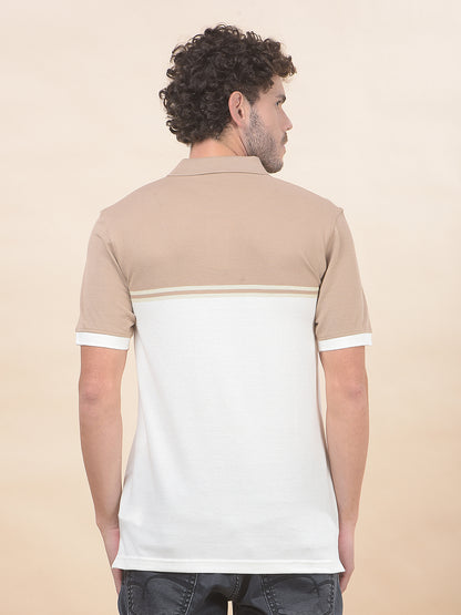 T-Shirt for Men | Breathable & Soft with Color Fastness Regular Fit Polo Neck Poly Cotton Fabric Striped Pattern