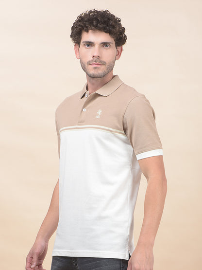 T-Shirt for Men | Breathable & Soft with Color Fastness Regular Fit Polo Neck Poly Cotton Fabric Striped Pattern