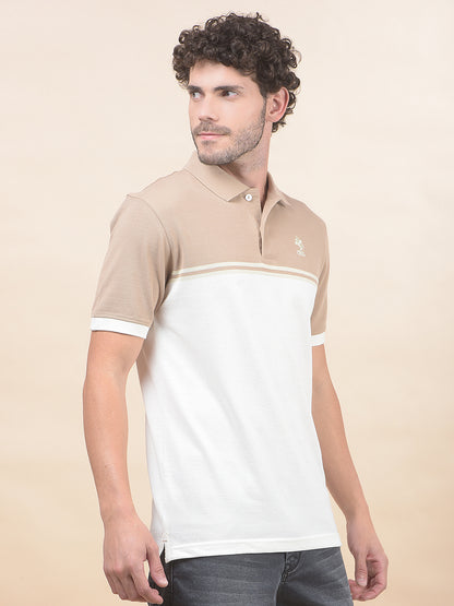 T-Shirt for Men | Breathable & Soft with Color Fastness Regular Fit Polo Neck Poly Cotton Fabric Striped Pattern