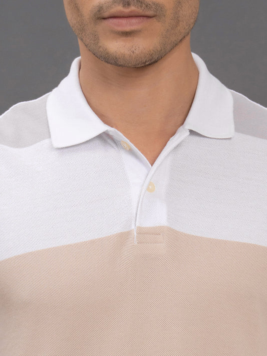 Men's Pink Regular Fit Striped Half Sleeve Casual T-Shirt
