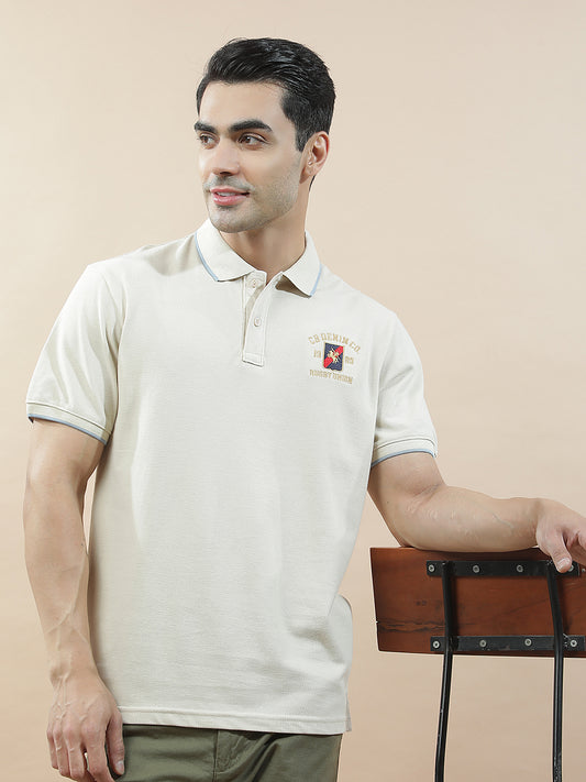 T-Shirt for Men | Breathable & Soft with Color Fastness Regular Fit Polo Neck Poly Cotton Fabric Solid Pattern