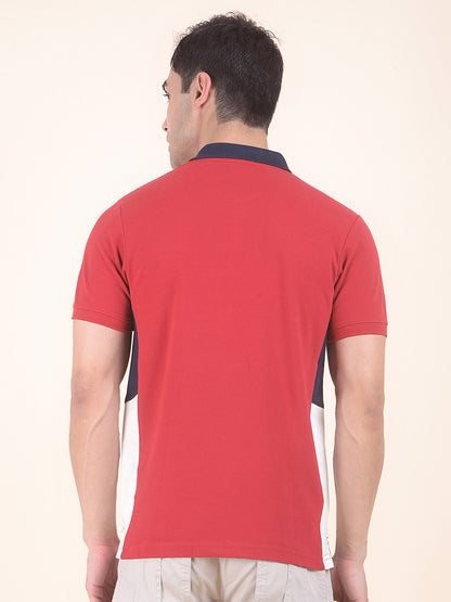 T-Shirt for Men | Breathable & Soft with Color Fastness Regular Fit Round Neck Poly Cotton Fabric Colourblocked Pattern