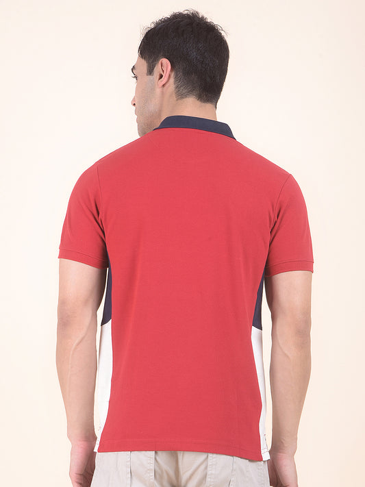 T-Shirt for Men | Breathable & Soft with Color Fastness Regular Fit Round Neck Poly Cotton Fabric Colourblocked Pattern