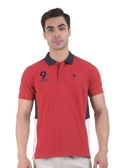 T-Shirt for Men | Breathable & Soft with Color Fastness Regular Fit Round Neck Poly Cotton Fabric Colourblocked Pattern