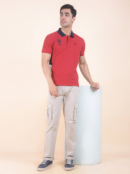T-Shirt for Men | Breathable & Soft with Color Fastness Regular Fit Round Neck Poly Cotton Fabric Colourblocked Pattern