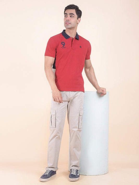 T-Shirt for Men | Breathable & Soft with Color Fastness Regular Fit Round Neck Poly Cotton Fabric Colourblocked Pattern