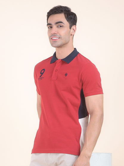 T-Shirt for Men | Breathable & Soft with Color Fastness Regular Fit Round Neck Poly Cotton Fabric Colourblocked Pattern