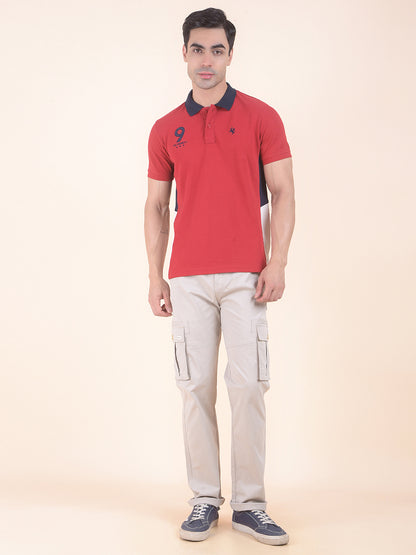 T-Shirt for Men | Breathable & Soft with Color Fastness Regular Fit Round Neck Poly Cotton Fabric Colourblocked Pattern