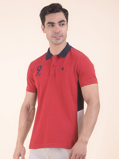 T-Shirt for Men | Breathable & Soft with Color Fastness Regular Fit Round Neck Poly Cotton Fabric Colourblocked Pattern