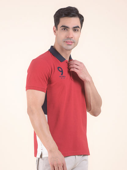T-Shirt for Men | Breathable & Soft with Color Fastness Regular Fit Round Neck Poly Cotton Fabric Colourblocked Pattern
