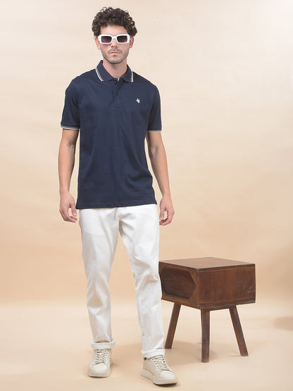 T-Shirt for Men | Breathable & Soft with Color Fastness Regular Fit Polo Neck Pure Cotton Fabric Solid Pattern
