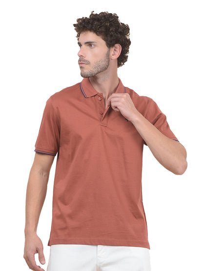 T-Shirt for Men | Breathable & Soft with Color Fastness Regular Fit Polo Neck Pure Cotton Fabric Solid Pattern