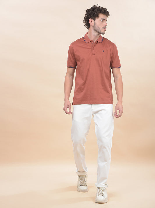 T-Shirt for Men | Breathable & Soft with Color Fastness Regular Fit Polo Neck Pure Cotton Fabric Solid Pattern